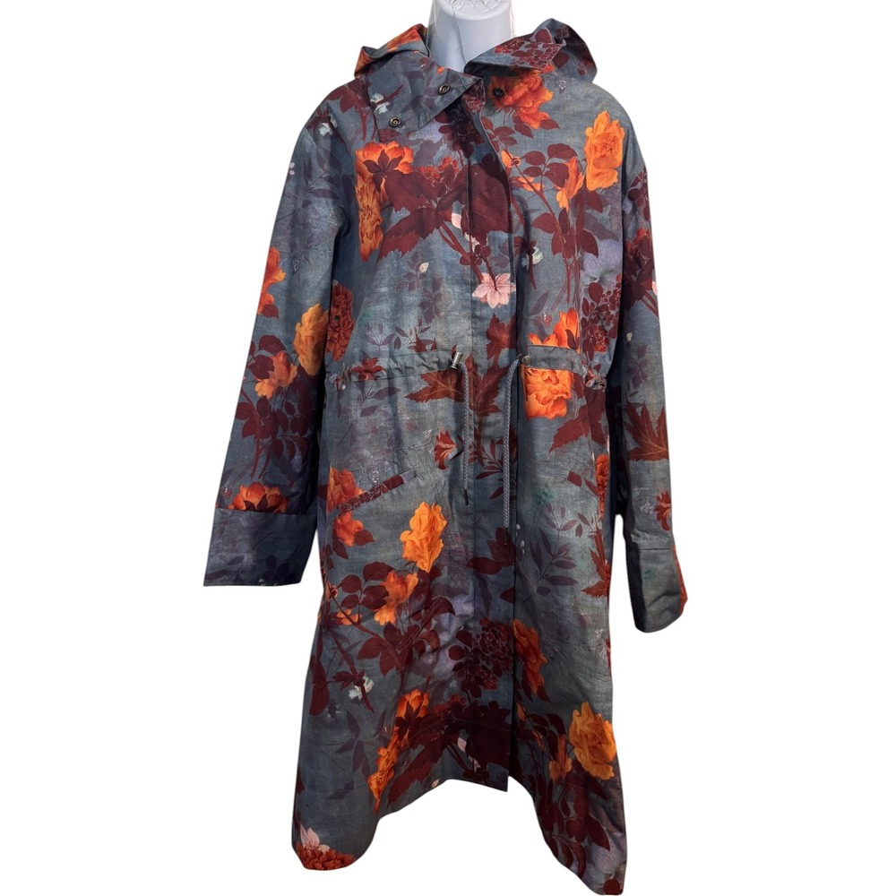 Peruvian Connection Floral Anorak Raincoat Detachable Hood Mesh Sz S